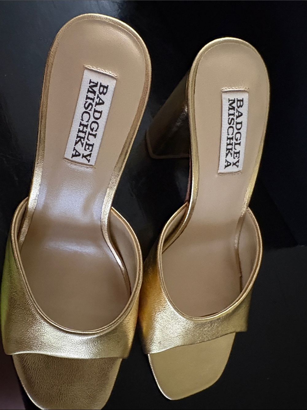 Badgley Mischka Metallic Gold Slide Mules